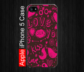 iPhone 5 Case,Kiss Love Pink, Black Case